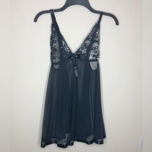 Blue Sheer Lace Babydoll Lingerie Size Medium